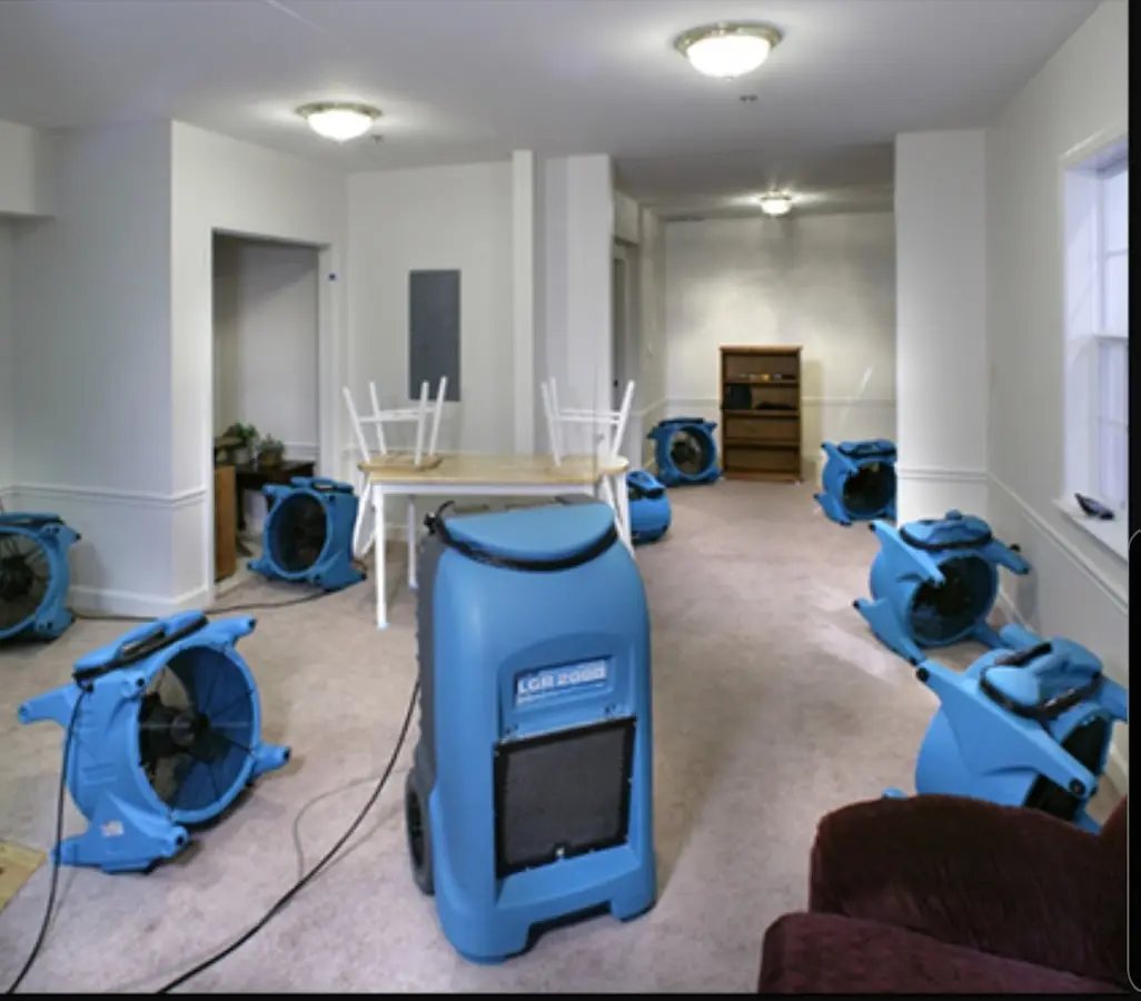 Air movers and dehumidifier setup for Water Damage Restoration in Dunwoody